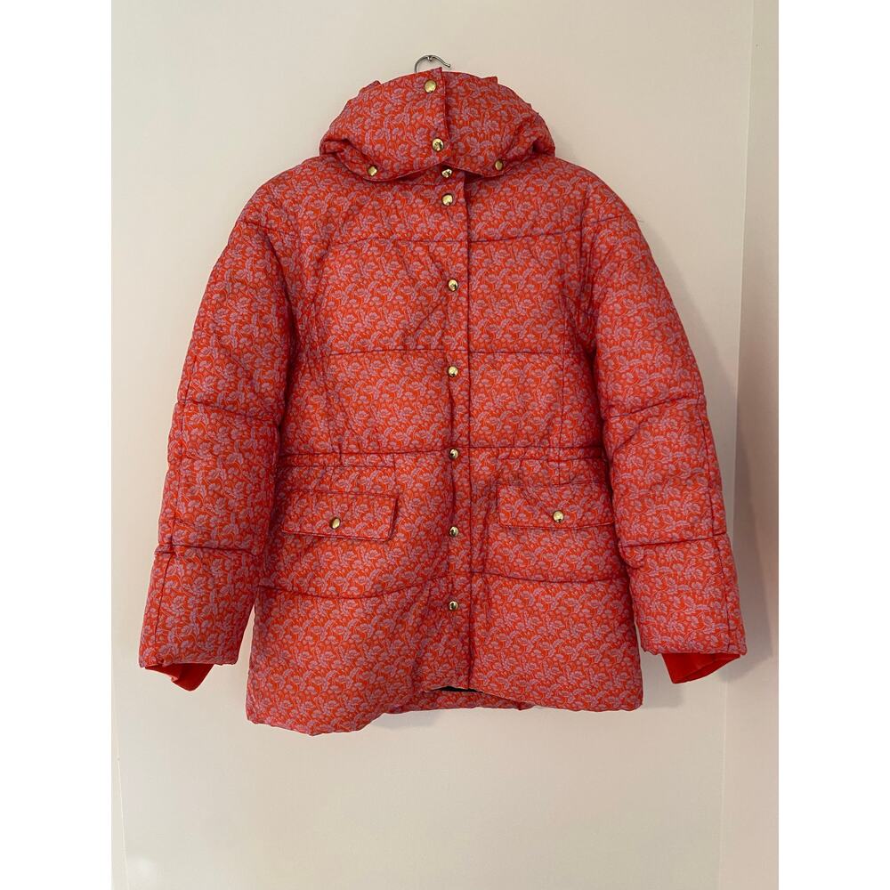 J Crew New Chateau Puffer Coat In Liberty Toutouayette Fabric Winter Pink Red S